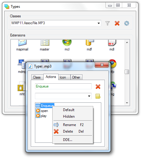 Change File Program Association, Icons And Context Menu Actions With Types