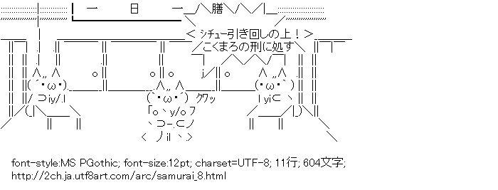 シャキーン奉行 シチュー引き回しの上 こくまろの刑に処す アスキーアートリサイクル保管庫 出張所
