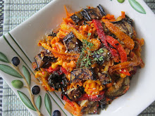 Pasta with Roasted Red Pepper and Eggplant