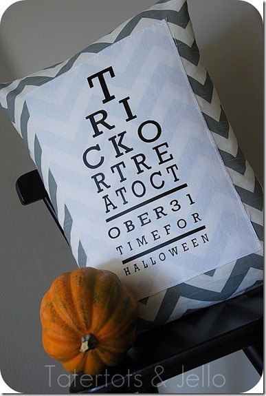 Chevron Halloween Eye Chart Pillow