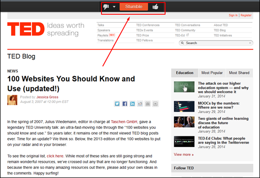 Veja apenas o que mais lhe agrada na internet -StumbleUpon - Visual Dicas