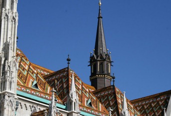 beautiful Hungarian tiles on the roof of St Matthias