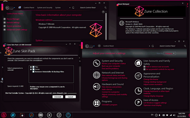 Transform Windows 7 into “Zune” with Skin Pack