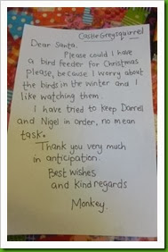 Monkey's letter to Santa