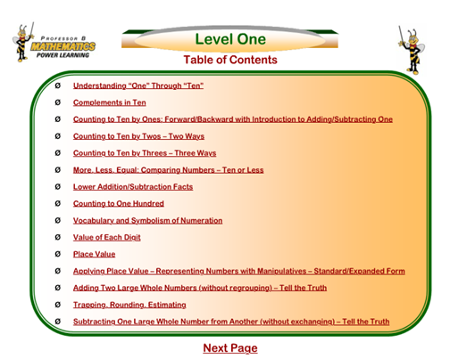 Table Of Contents Level 1