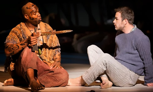 Baritone Eric Greene as Queequeg (left) and tenor Stephen Costello as Greenhorn (right) in Jake Heggie's and Gene Scheer's MOBY-DICK at Washington National Opera [Photo by Scott Suchman, © Washington National Opera]