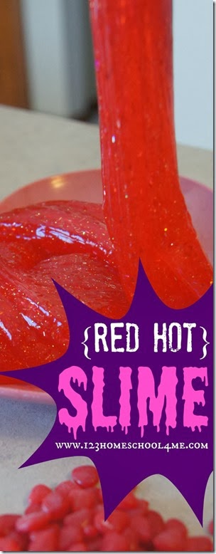 Valetines Day Crafts and Kids Activities - This Red Hot Slime Recipe looks like such a cool variation for February! Perfect for Toddler, Preschool, Kindergarten, and 1st grde