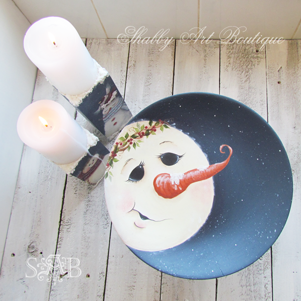 Shabby Art Boutique snowman plate 3