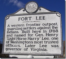 Fort Lee marker in Charleston, West Virginia along Kanawha River
