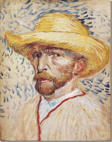 1887  Vincent Van Gogh   Self Portrait with Straw Hat  Oil on canvas 41x33 cm Amsterdam, Van Gogh Museum