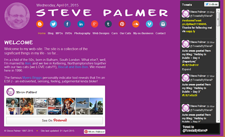 Desktop view of StevePalmer.com (April 2015)