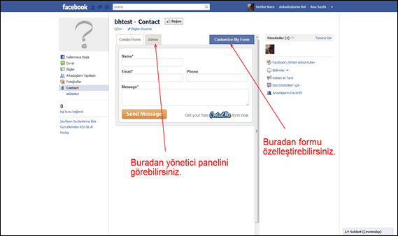 Facebook Hayran Sayfaları İçin İletişim Formu Uygulaması