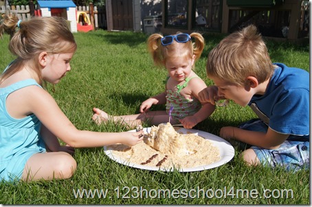A sand castle snack for kids