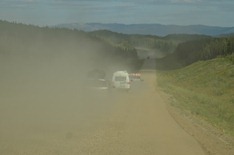 gravel road and construction anad we are in a line again