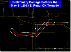damage path for the El Reno tornado