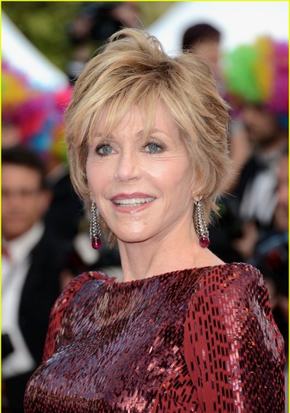 Jane Fonda at Glittery and Glamorous Cannes’ Looks On Her Ruby Color