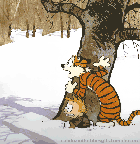 Calvin Hobbes Hiding Snowmen.gif Calvin Hobbes Hiding Snowmen