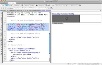 Modifier l'attribut de l'image logo pour personnaliser un thème Wordpress avec Dreamweaver
