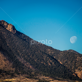 The Moon setting by Blodgett Peak by Robie Blair - Landscapes Mountains & Hills