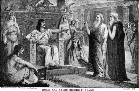 Moisés e Aarão diante do faraó (do site Karen's Whimsy)