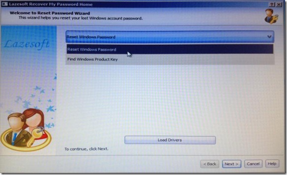 Lazesoft Recover My Password Home Edition opzione reset della password di Windows