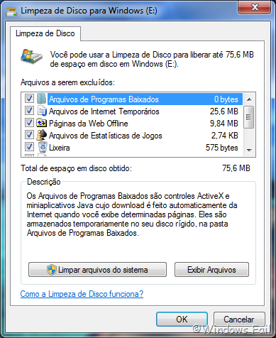 Limpeza de disco do Windows