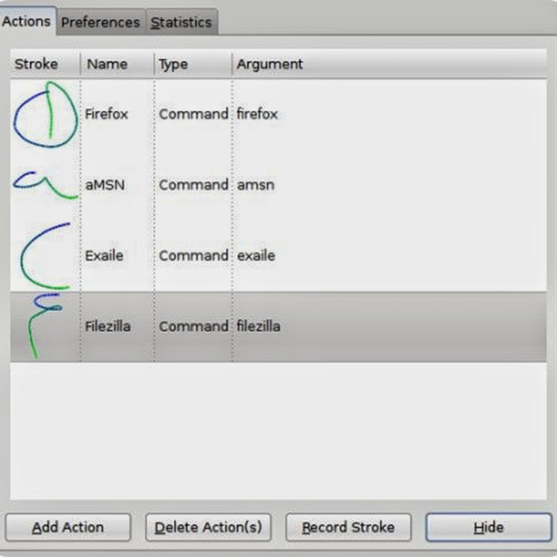 Easystroke, cómo abrir programas con un movimiento concreto del ratón.