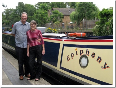 John and Fiona with narrowboat "Epiphany"