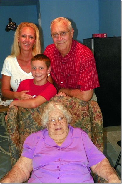 Stephanie Baker Vaughan (40), Logan Vaughan (9), Grandma Pauline Baker (81), Don Baker (64)
