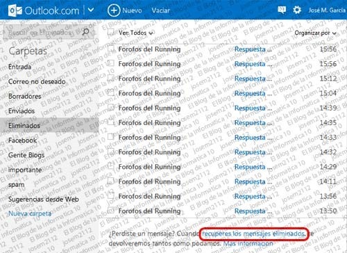 Recuperar emails eliminados en Outlook - recuperar mensajes eliminados