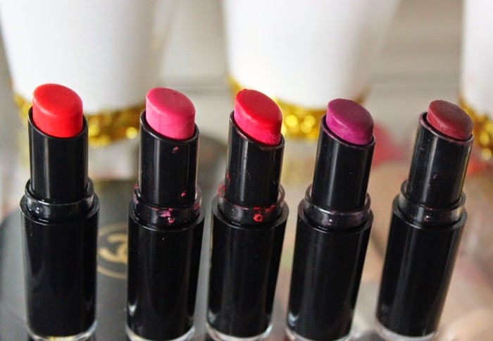 Wet’n’Wild Mega Last Matte Lipstick Collection Part 1 - Brights and Bolds - Purty Persimmon, Smokin’ Hot Pink, Stoplight Red, Sugar Plum Fairy and Cherry Bomb review and swatch