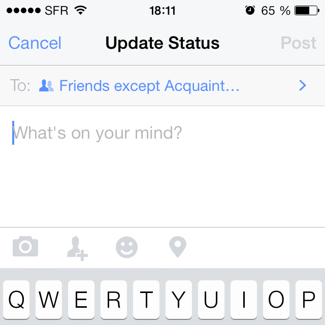 Facebook for iPhone 7.0 new privacy for status updates