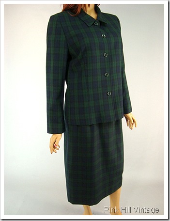 Pendleton Blue and Green Plaid skirt suit 5