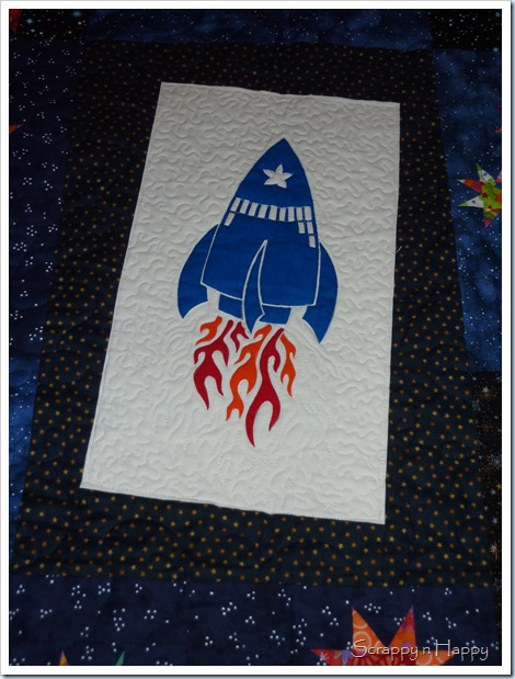 wonky star space quilt rocket