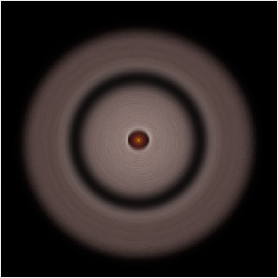 ilustração de disco protoplanetário ao redor de estrela
