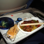 noodles and a bun on the aircanada flight in Chiba, Japan 