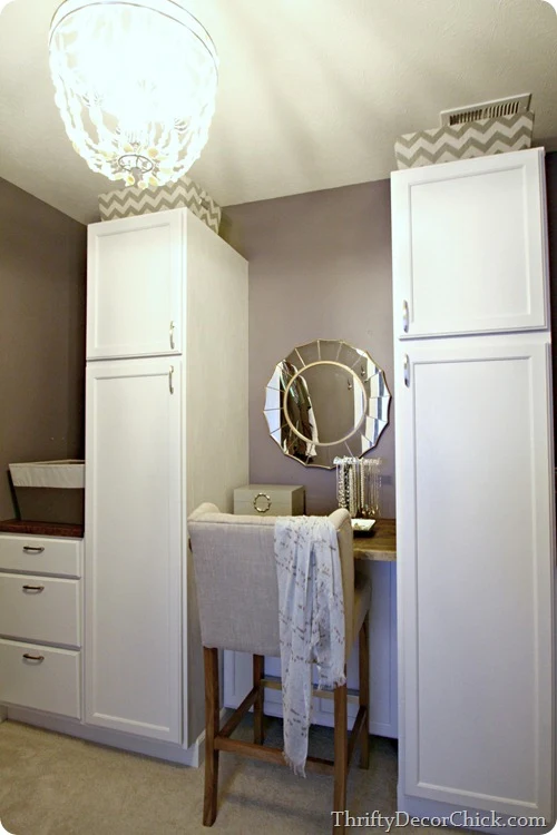 closet system with kitchen cabinets