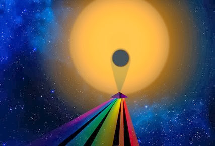 ilustração do espectro de transmissão de um planeta