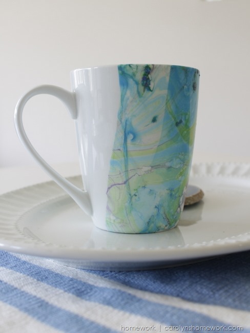 Marbled Coffee Cup with Nail Polish via homework | carolynshomework.com