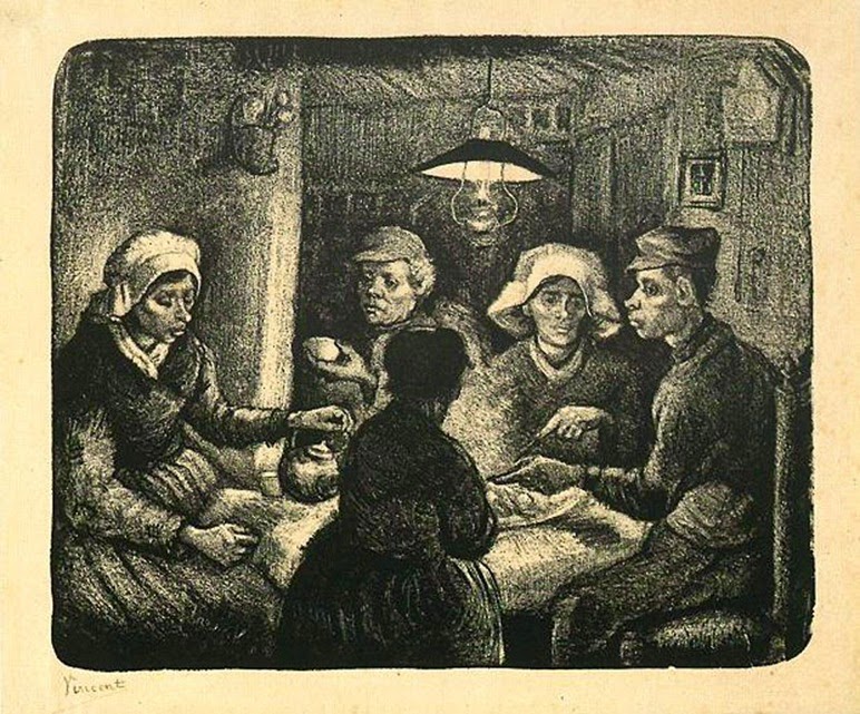 Vincent van Gogh, De Aardappeleters [Οι πατατοφάγοι] (Λιθογραφία, Απρίλιος 1885)