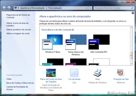 Escolha o tema Windows 7 Basic. O Windows Aero será desativado