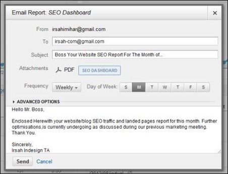 SEO Dashboard - Google Analytics SEO report sent by irsah-com