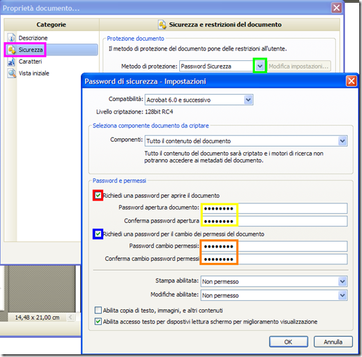 Proprietà documento Password di sicurezza – Impostazioni PDF-XChange Viewer 
