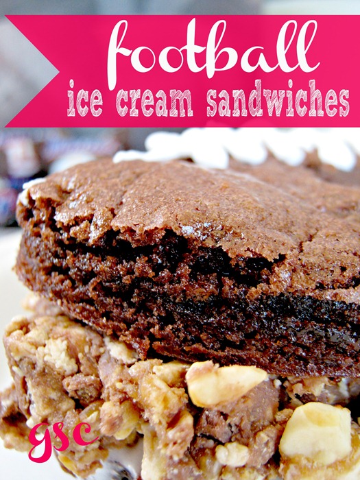 football ice cream sandwiches with snickers from ginger snap crafts