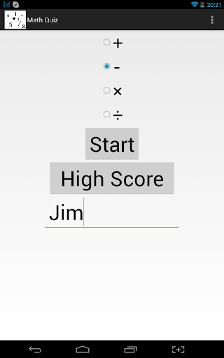 Math Quiz for Tablets