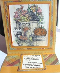 Easel card  stamped autumn inside of card 