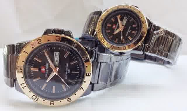 Jual Jam Tangan swiss armi Rantai hitam gold couple Jam Tangan swiss armi,Harga Jam Tangan swiss armi,Jam Swiss Army