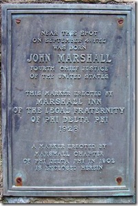 Plaque on the pyramid at John Marshall's Birthplace