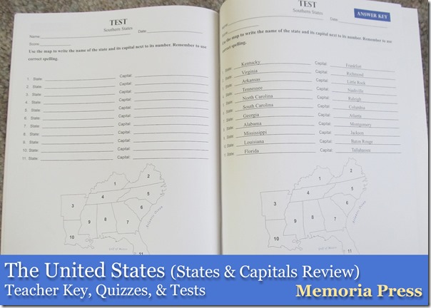The United States & Capitals Review from Memoria Press