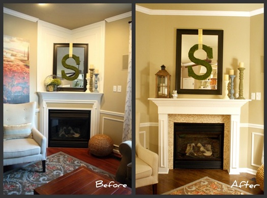 A Fireplace Redo From Thrifty Decor It S So Surprising To Look At The Before And After Looks Busy Overwhelming Me Now Ger Even More Of A Statement But